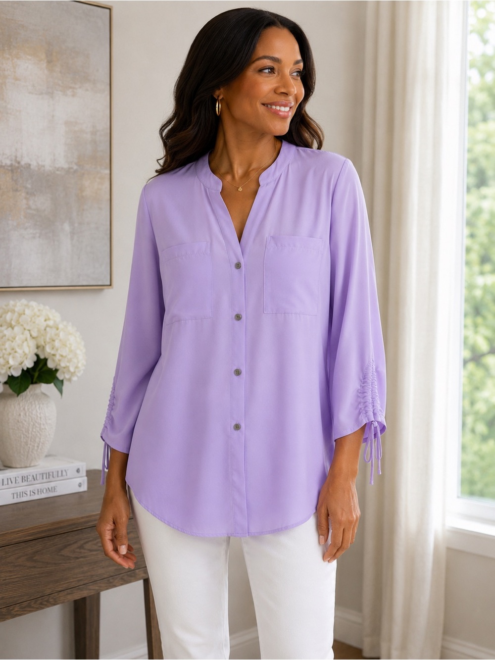 New York & Company Lavender Blouse – Size M - Picture 2 of 4